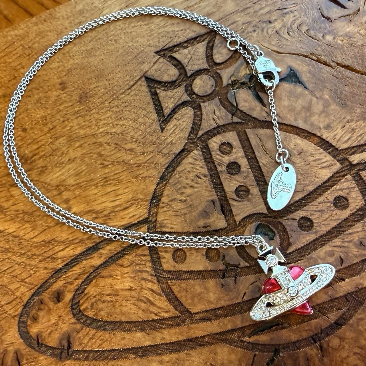 Vivienne Westwood Diamante Heart Necklace Excellent Condition Authentic