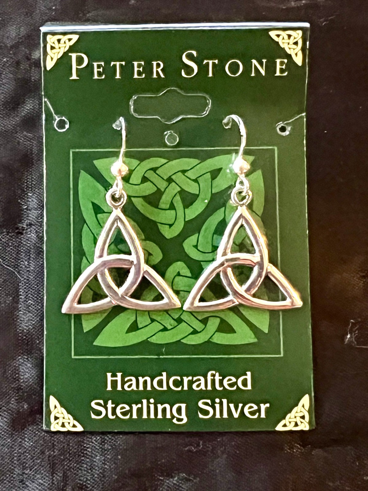 Celtic Knotwork Sterling Silver Triquetra Earrings Peter Stone New