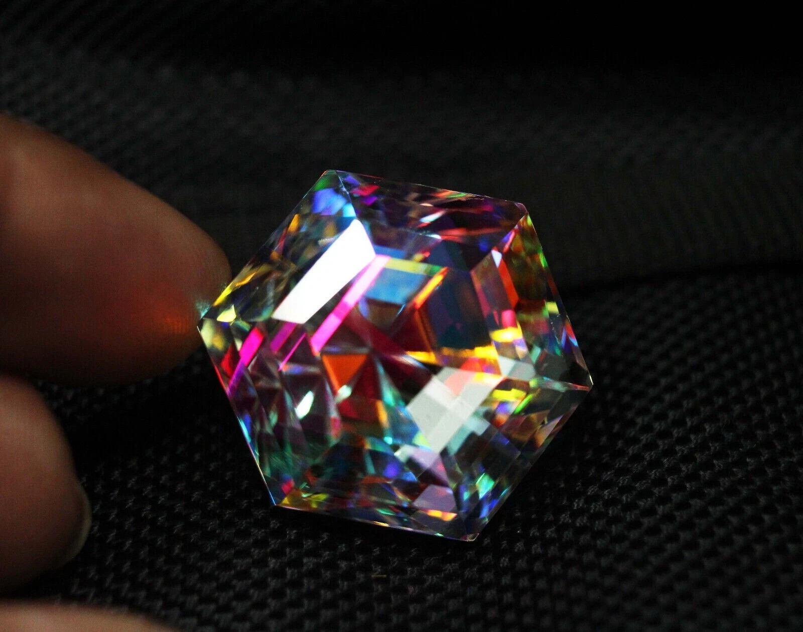 50.5 CT+ Rainbow Color Hexagon Cut Natural Mystic Topaz Certified Loose Gemstone