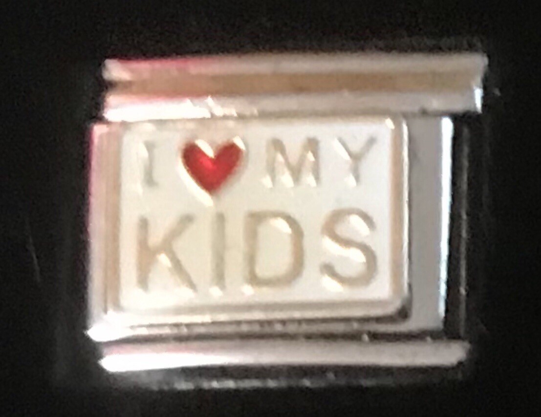 I Red Heart Love My Kids Italian Charm Enamel Link 9MM K47