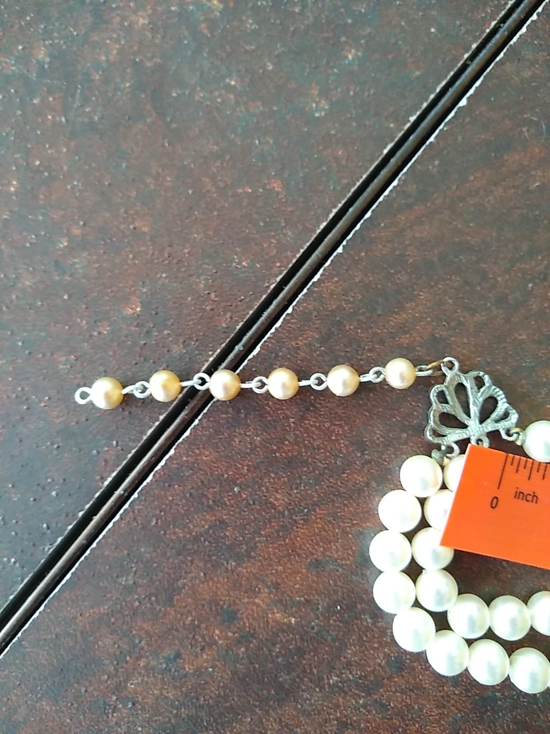 Vintage 3 Strand Faux Pearl Necklace 14 1/2 With 2 1/2 Extension & Bracelet