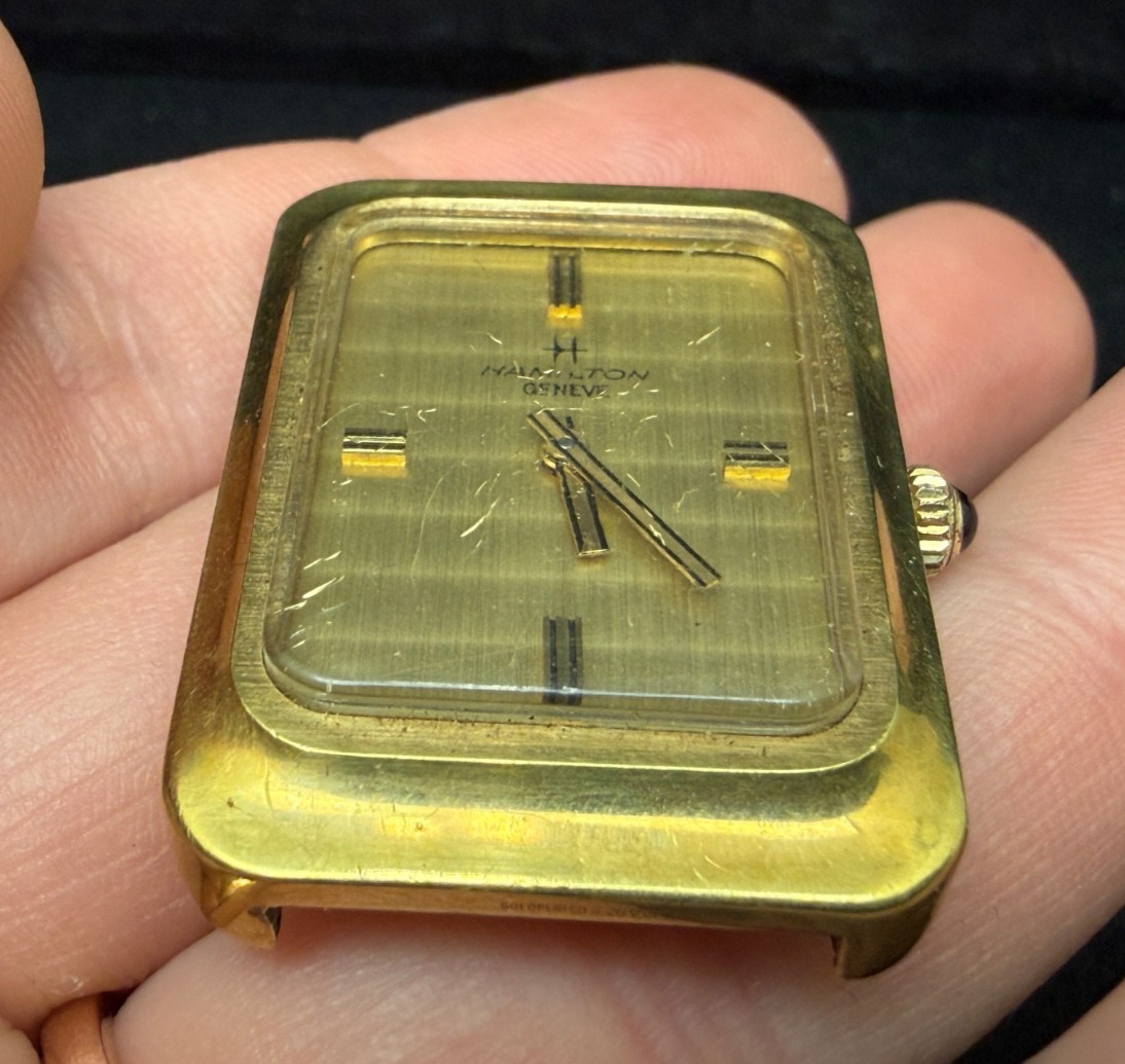Hamilton Geneve Tank Style Watch Manual Wind Gold plated Untested Face Only