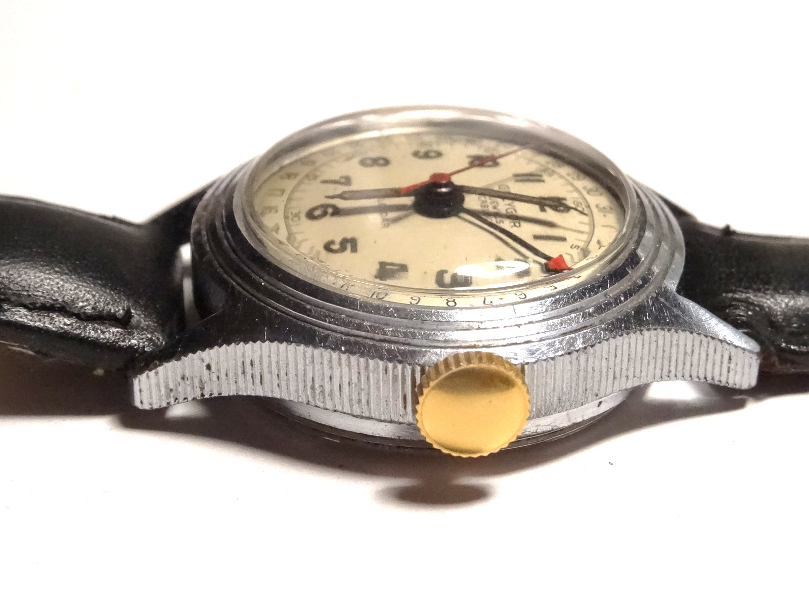 1950s Greygor Calendar 30mm 17J FHF28 Arrow Date Pointer Watch Stepped Case Runs