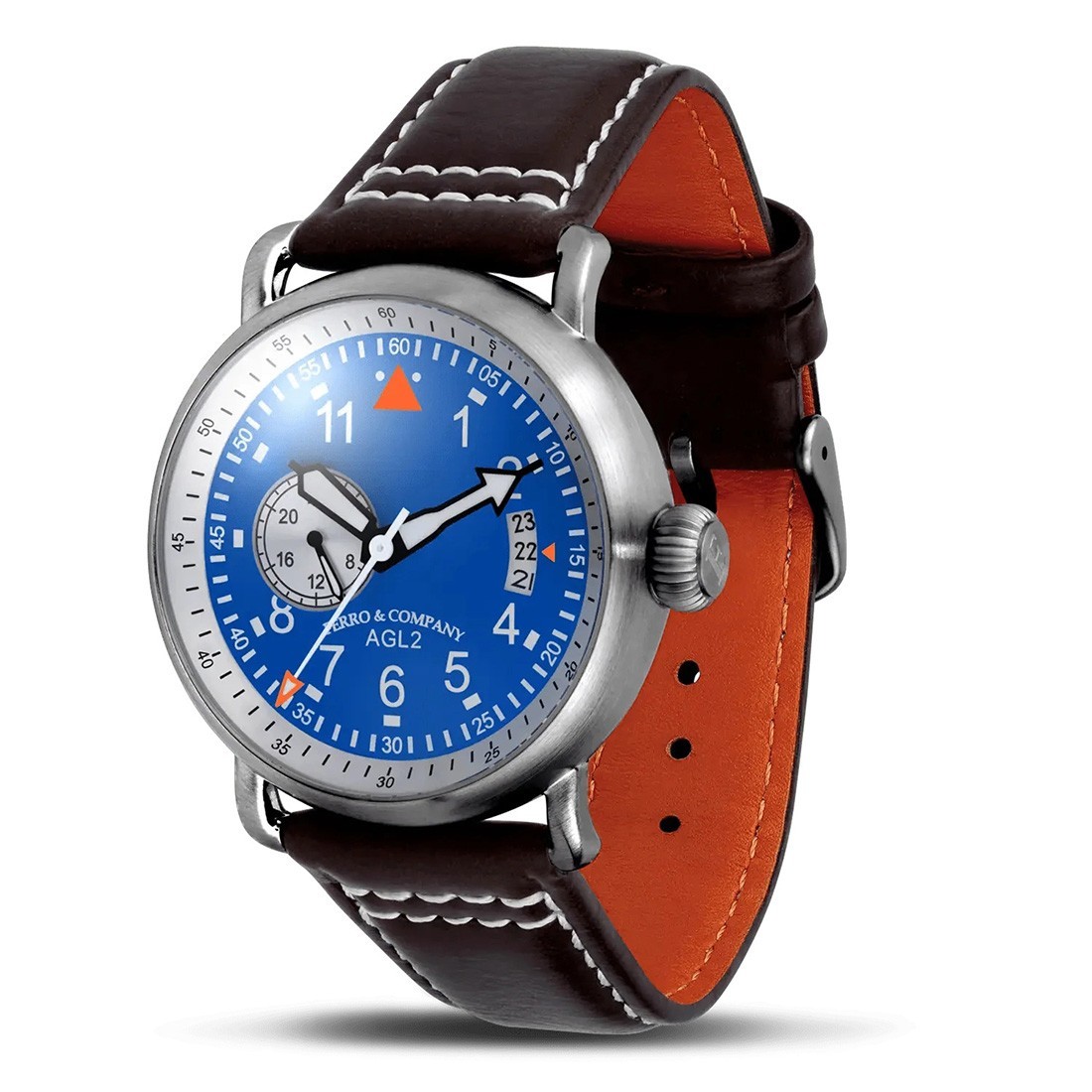 Ferro & Co. AGL 2 Automatic Steel Blue Leather Date 24H Aviator Men’s Watch