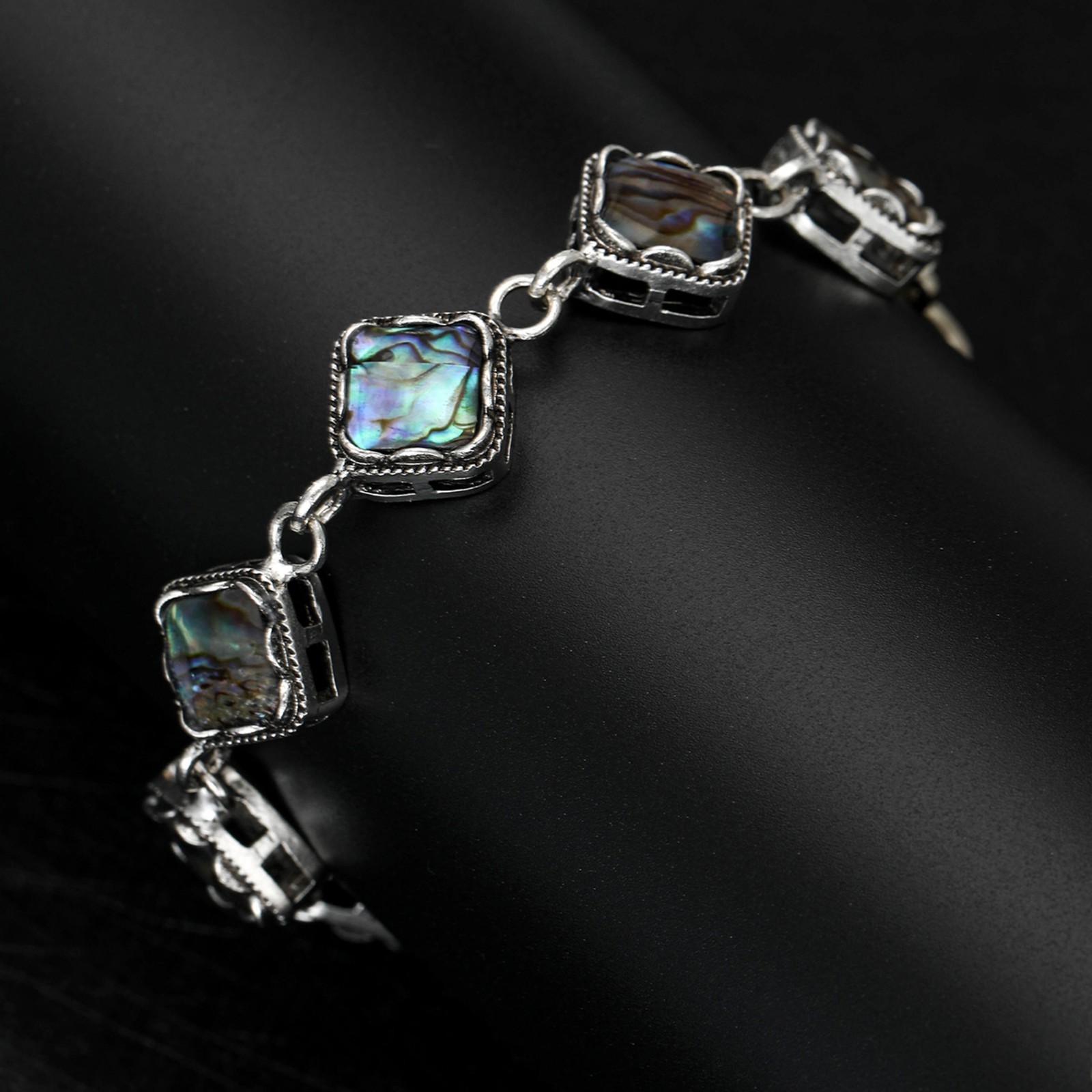 Natural Square Abalone Shell Bracelet T-bar Closure 25.5 cm 10 in Adjustable