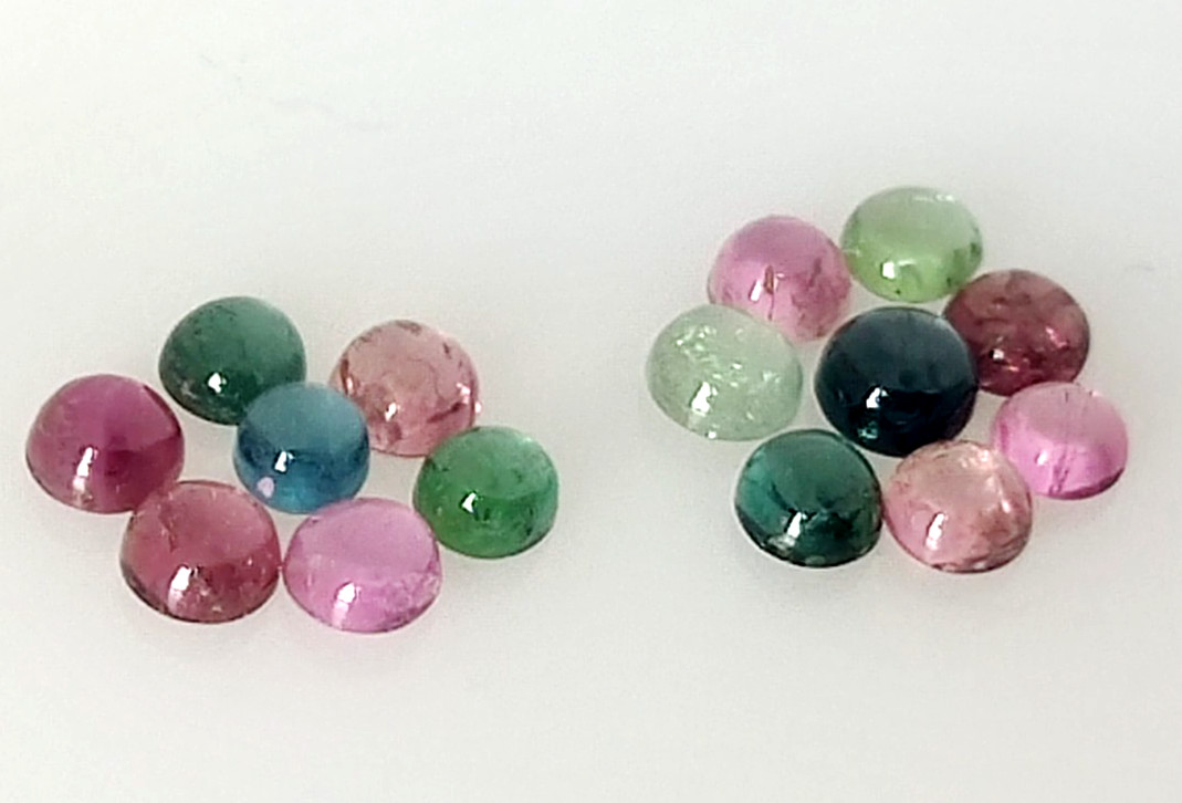 Natural Multi Tourmaline Round Shape Cabochon Lot 6.88 Ct Size is 4 to 5 mm