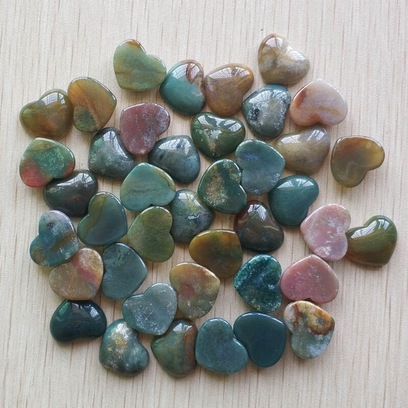30pcs Natural India Agate Heart Cab Cabochons Beads Jewelry No Holes 15x18mm
