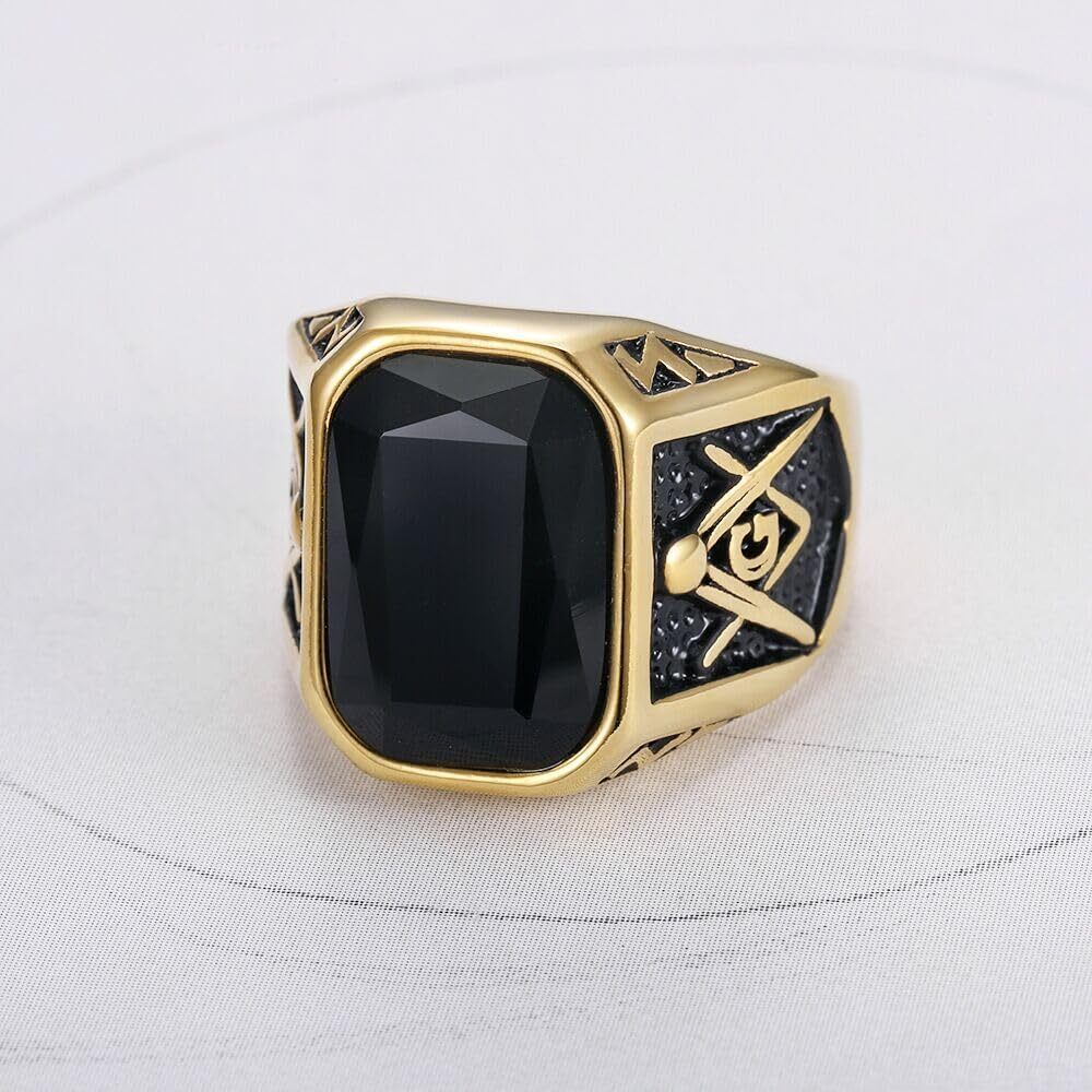 Creative Cool Personality Men’s Red Gem Ring Viking Titanium Steel Trend Jewelry