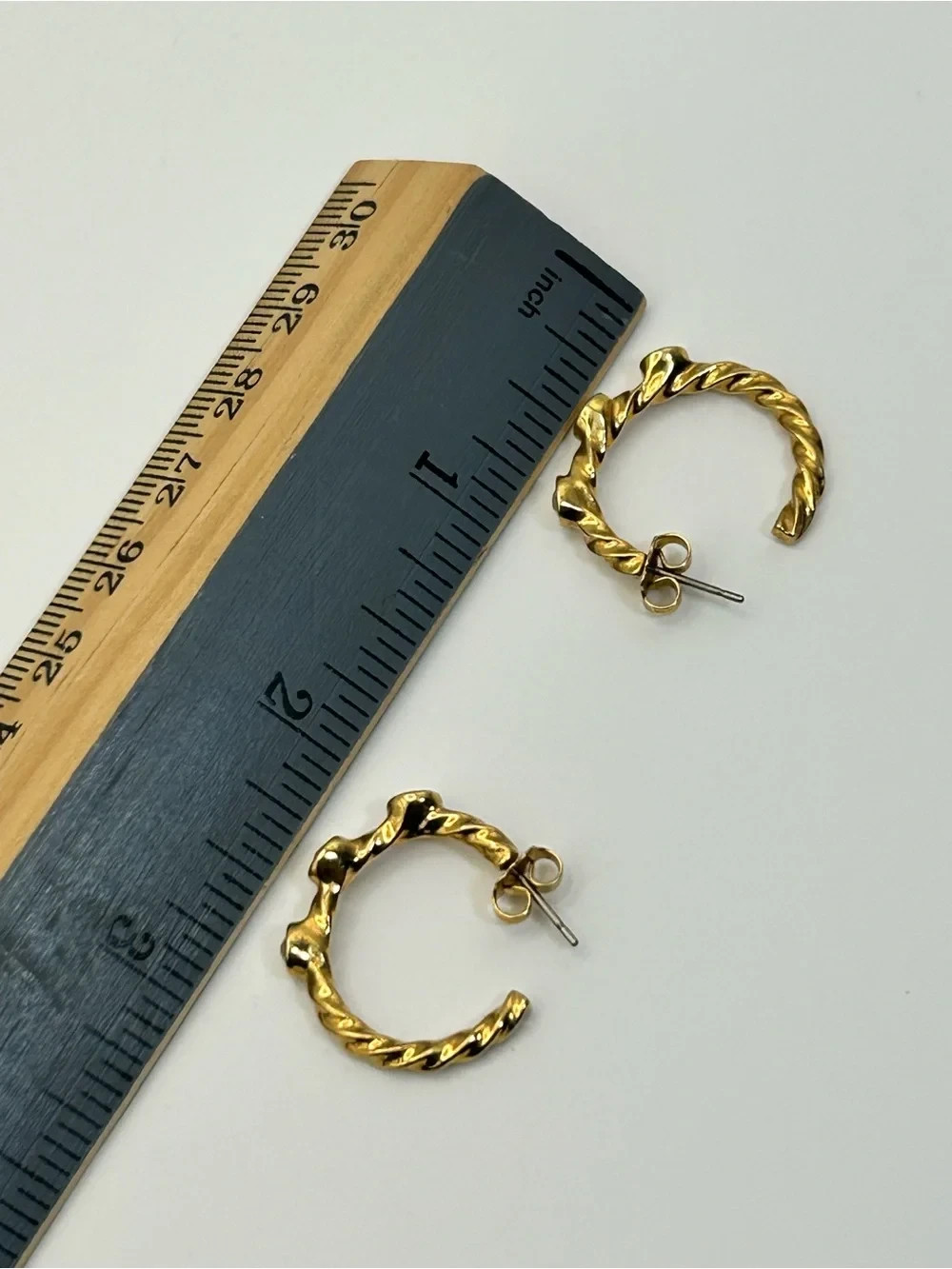 Vintage Twisted Hoop Crystal Earrings Chunky Studs Gold-tone Day or Night