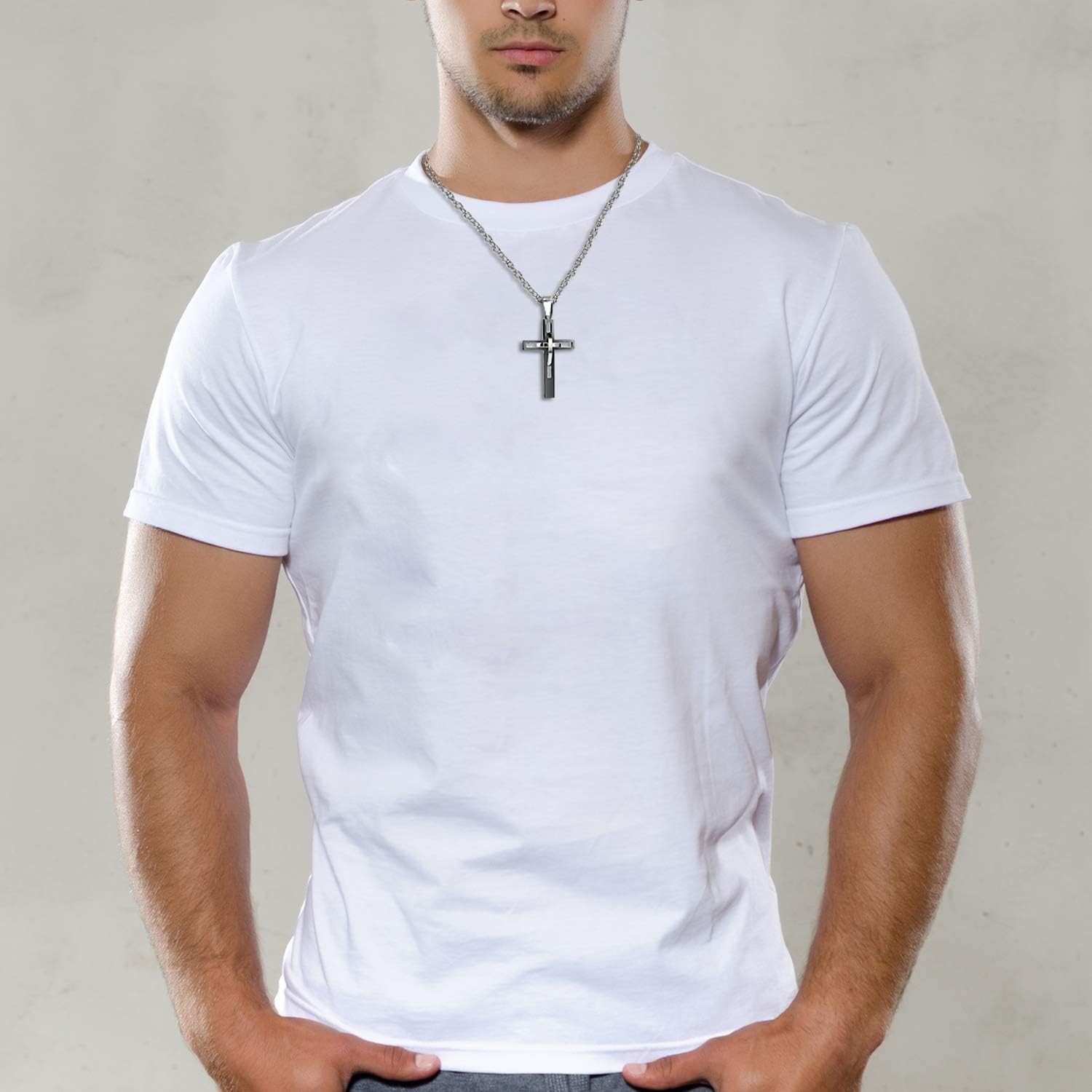 Unique Stainless Steel Cross Necklace with Free Chain – Ideal Gift for All Ages