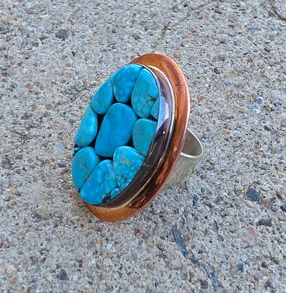 MINE FINDS BY JAY KING DTR Arizona Turquoise Copper & Sterling Silver Ring