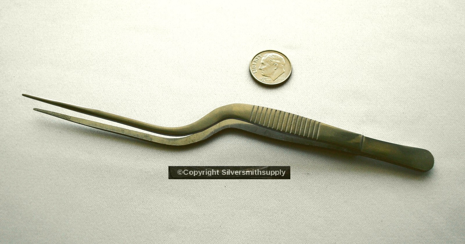 Soldering Tweezer Silversmithing Stainless forked curved tip 6.5″ tweezer T078