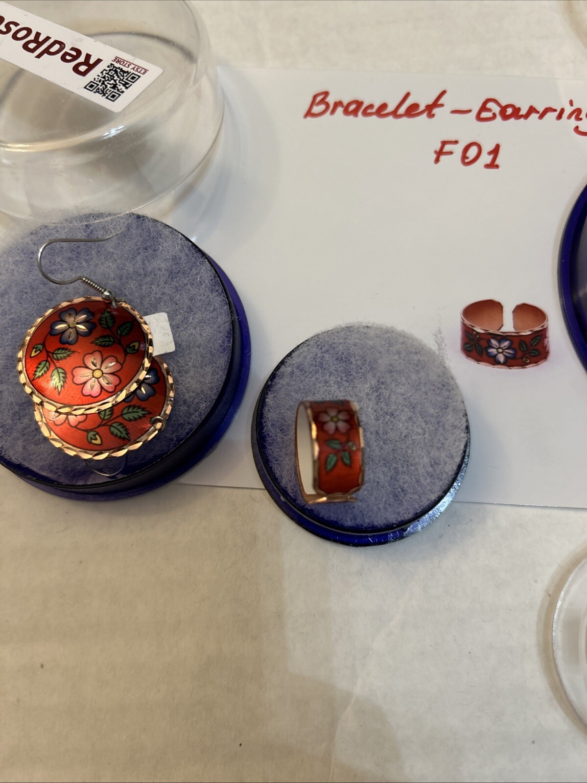 Colorful Copper Ring, Earrings and Bracelet Set Handcrafted Perfect For Gift F01