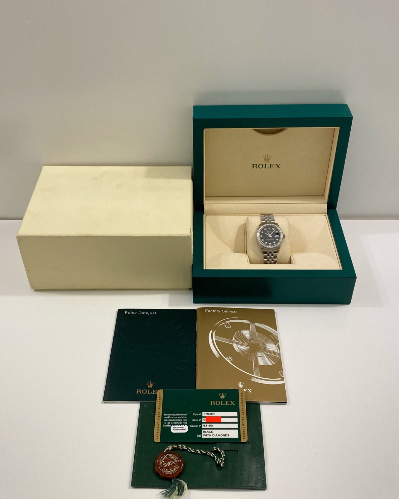 2011 Rolex 178384 Datejust 31mm Mid-Size Factory Diamond Bezel & Dial on Jubilee