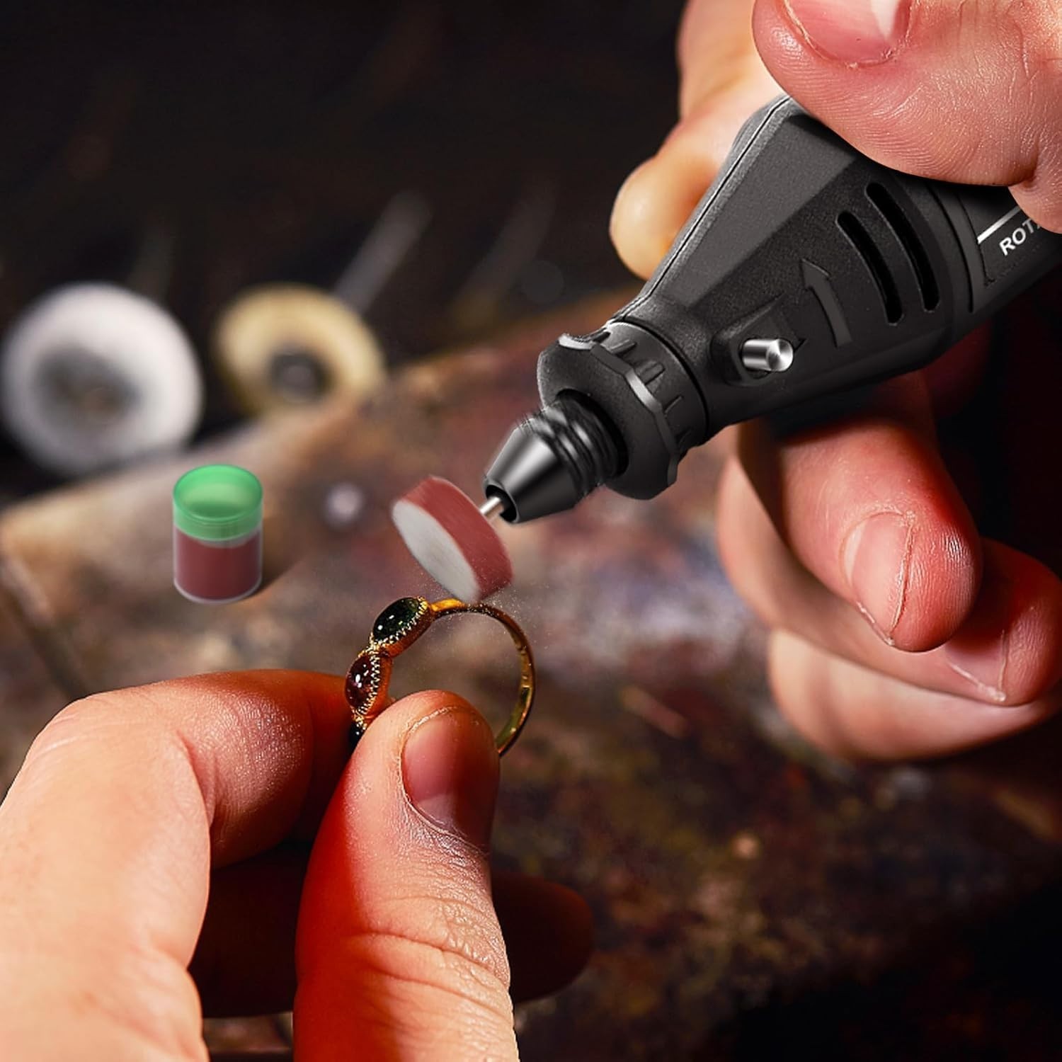 GOXAWEE Rotary Tool Kit with MultiPro Keyless Chuck and Flex Shaft Black
