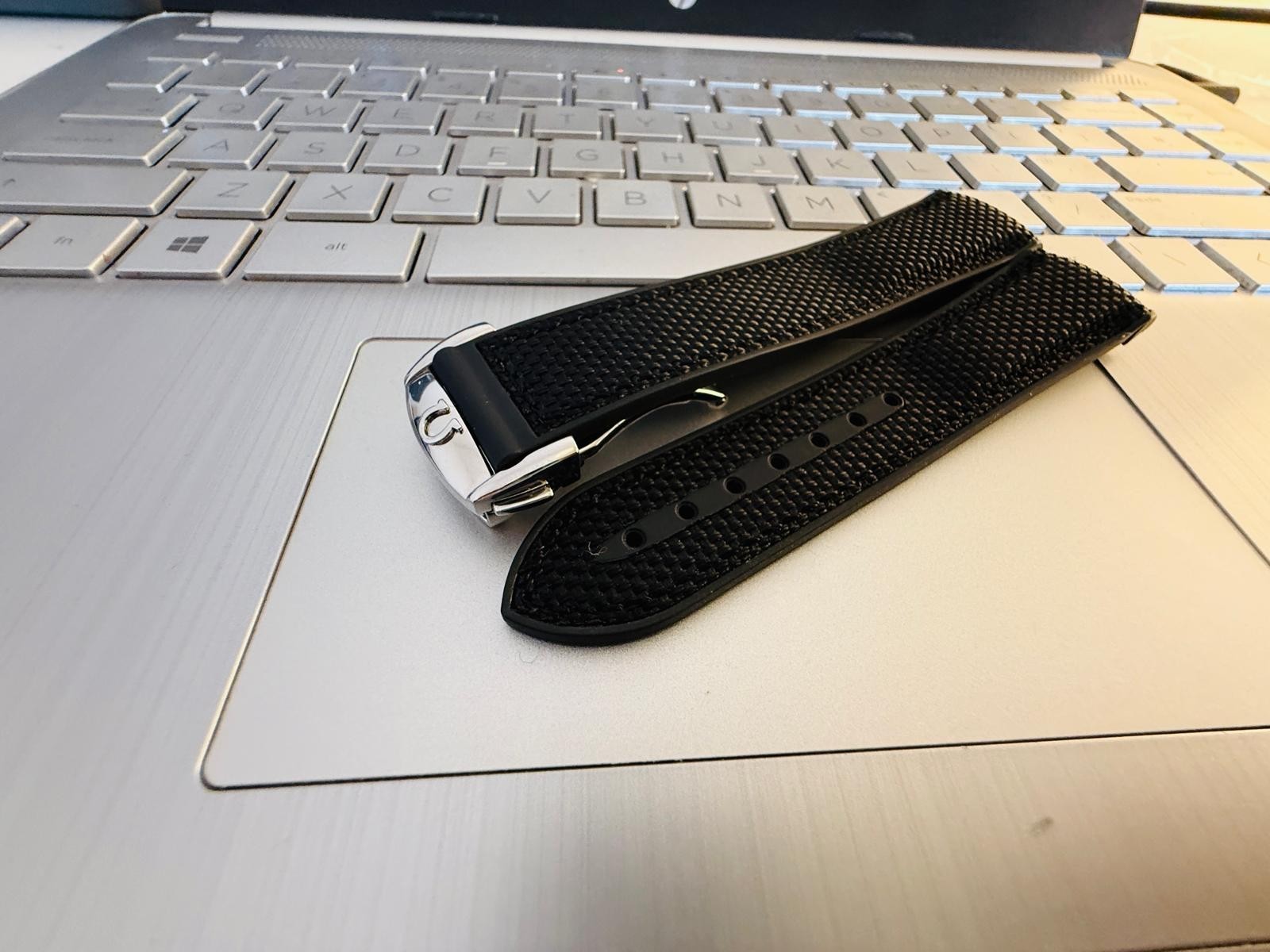 22mm omega seamaster rubber nylon Watch Strap Deployment black