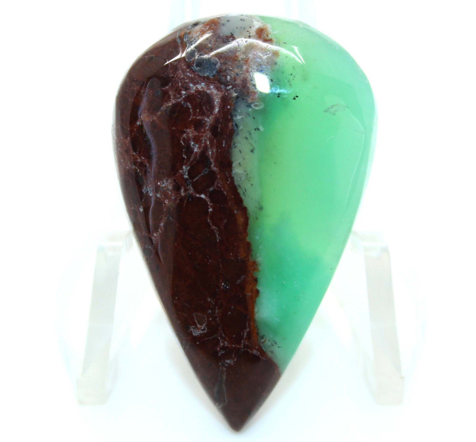 37.80 Cts Fine Bio Chrysoprase Gemstone Pear Cabochon Loose Gemstone 33x21x7 mm