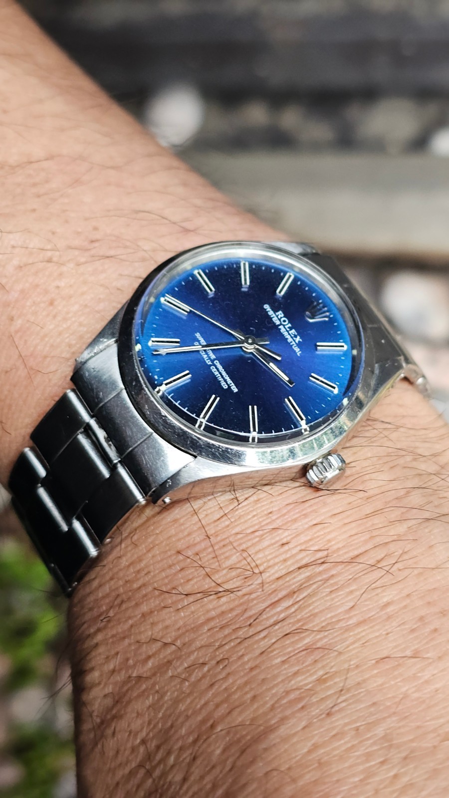 Rolex Oyster Perpetual 1002 Blue Dial Men’s Automatic Watch 1969