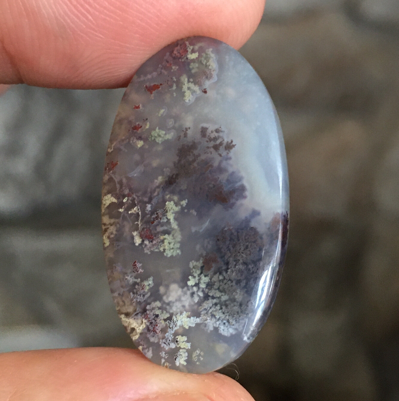 28.5x16x4.9mm Fine Garden Moss Agate Oval Cabochon Loose Picture Stone