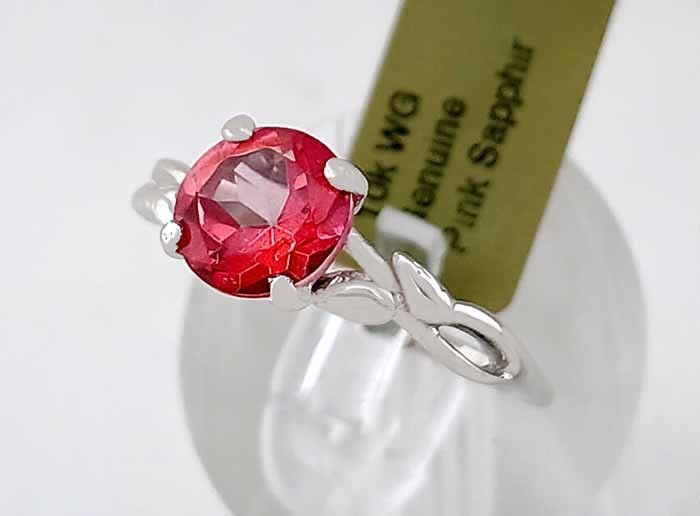 GENUINE 2.15 Cts PINK SAPPHIRE RING 10K WHITE GOLD – Free Certificate Appraisal