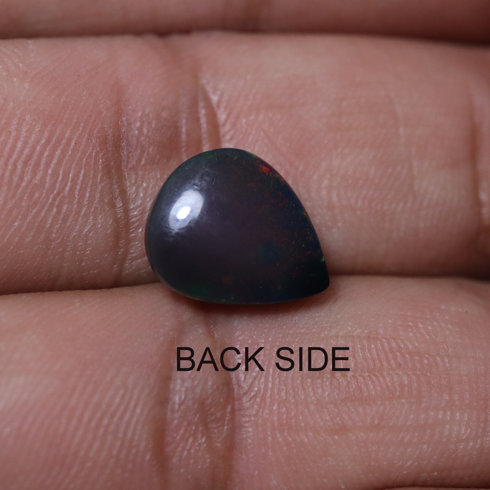 4.6Ct 13.2×10.6 MM Real AAA Multi Fire Smoked Black Ethiopian Opal Pear Cabochon