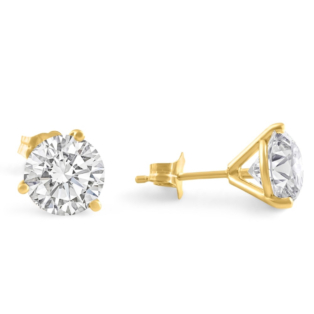 Certified 4Ct Lab Grown Martini Diamond Studs Yellow Gold Earrings (GH,VS2-SI1)