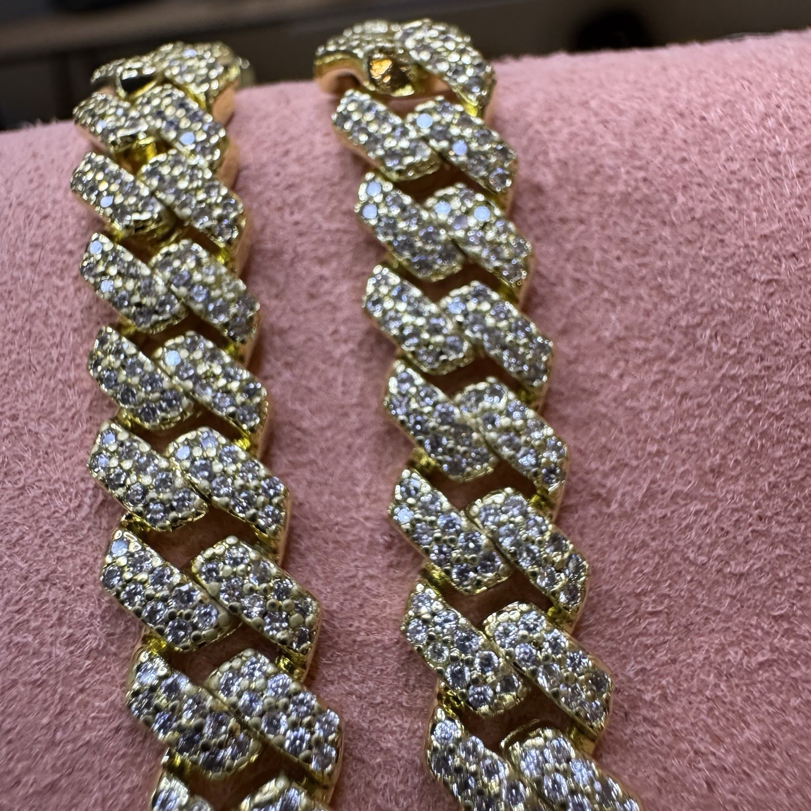 Iced out Moissanite Cuban Link Chain Necklace 20inch, 8.4mm, 14K Stamped