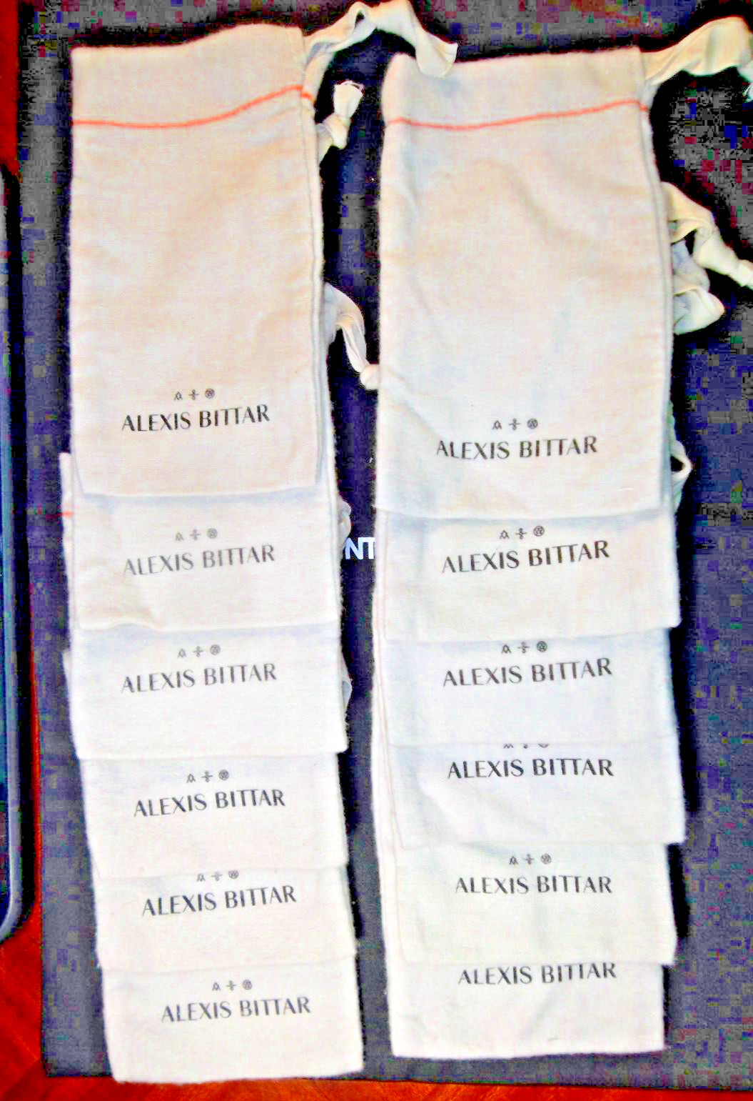 Lot of 12 Soft ALEXIS BITTAR Small Jewelry Pouch Drawstring Dust Bag 6″x3.5”