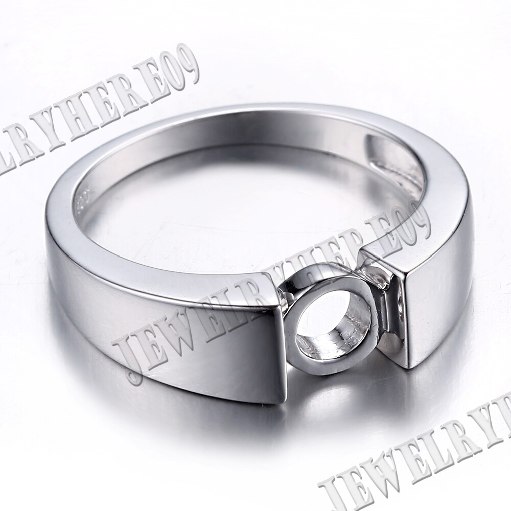 Wedding Fashion 6.5MM Round Tension Setting Solid Semi Mount Ring Silver 925