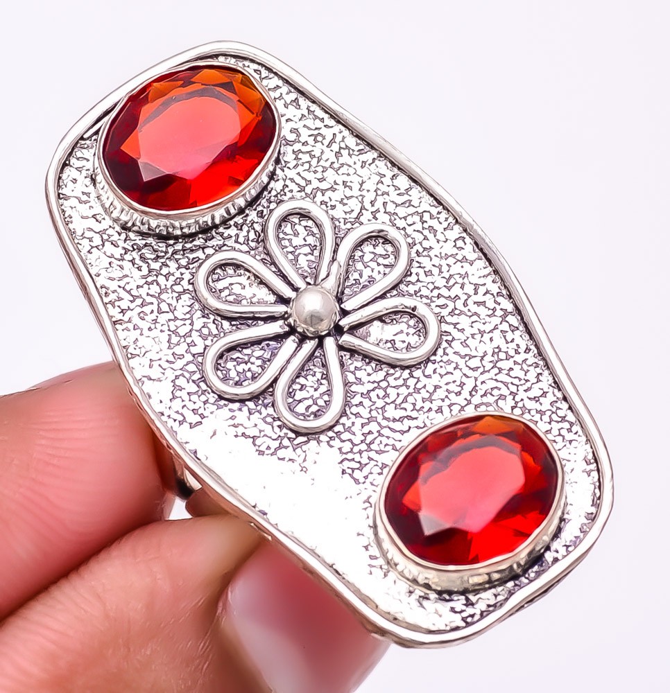 Mozambique Garnet Gemstone 925 Silver Plated Jewelry Ring s.7.5 LR-4928