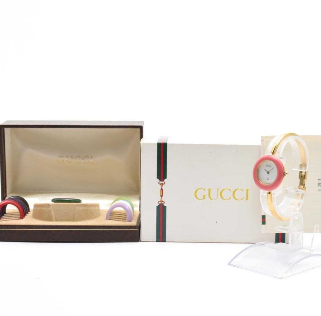 Rare!! GUCCI Change Bezel 11/12.2 1100L Gold Vintage Quartz 12 colors with Box