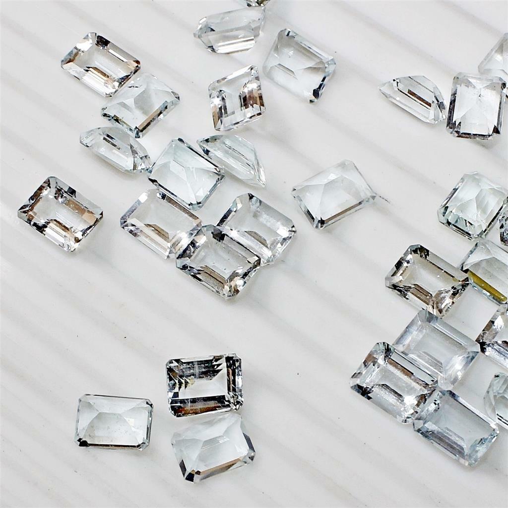 Wholesale Lot 9x7mm to 14x10mm Emerald Cut Aquamarine Loose Calibrated Gemstone