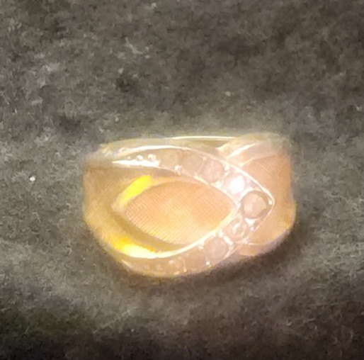 Nice Vintage 10 kt gold filled HM Stamped Gold Textured Rhinestone Cocktail Ring