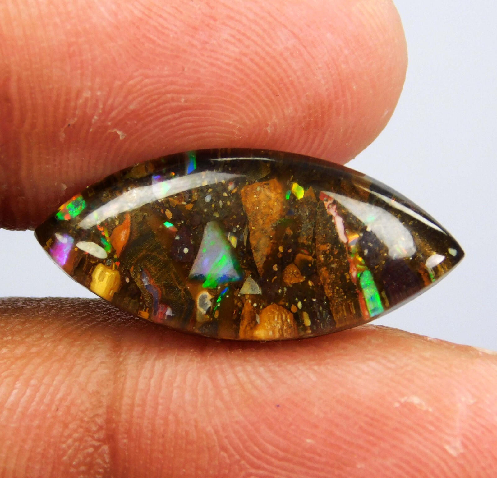 Australian Koroit Boulder Opal 9.35 Ct Marquise Cut Polished Natural Gemstone