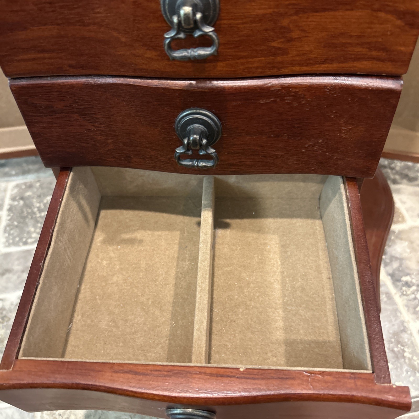 Vintage Solid Wood Jewelry Cabinet – Table Top Armoire 14”x13”x7”