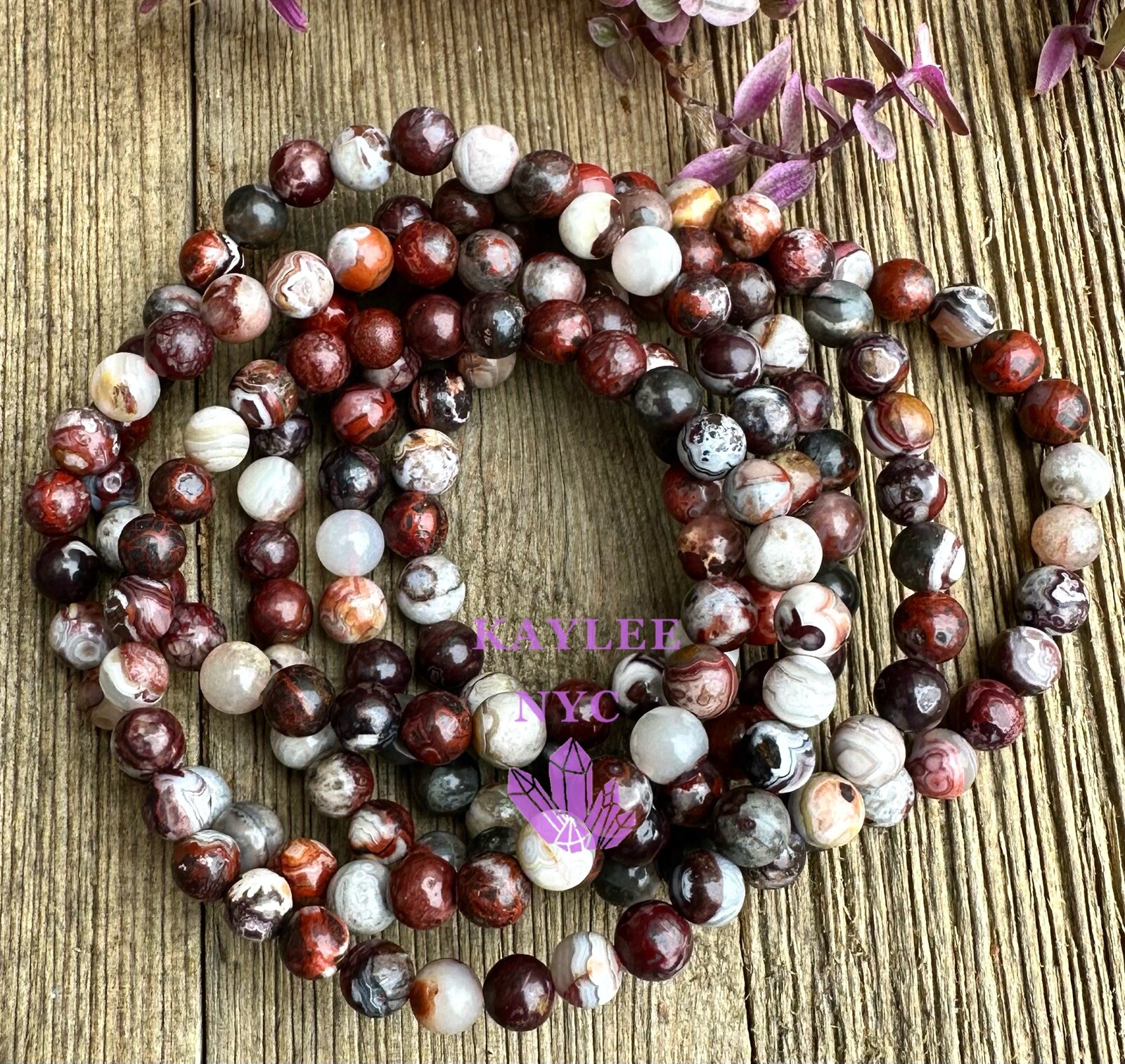 Wholesale 6 Pcs Natural Mexican Lace Agate 6mm 7.5” Stretch Bracelet