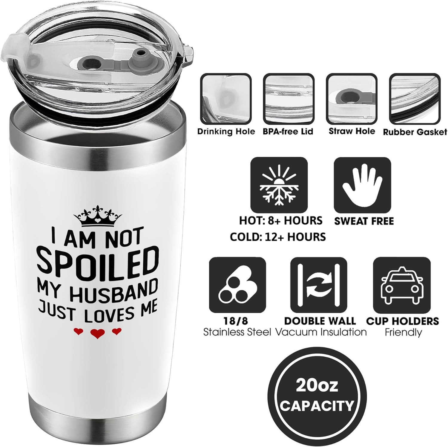 Wife Gift 20 oz Insulated Tumbler Stainless Steel Anniversary Birthday Cup