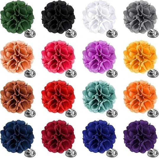 16 Pcs Lapel Flowers for Men Suits Flower Lapel Pins for Men Flower Brooch Pins