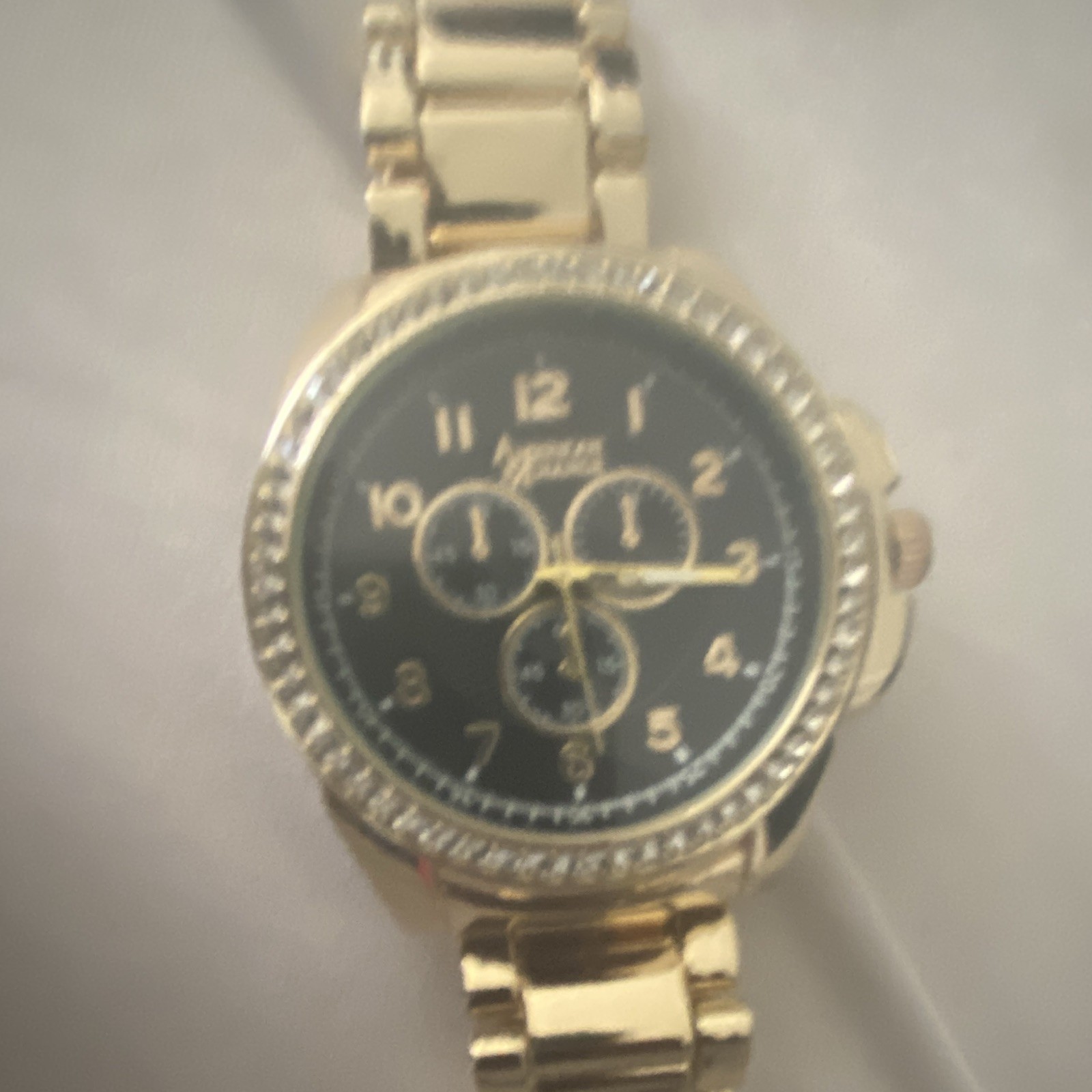 Geneva Women’s Dress Quartz Watch Gold-Tone Bracelet Black Dial Arabic