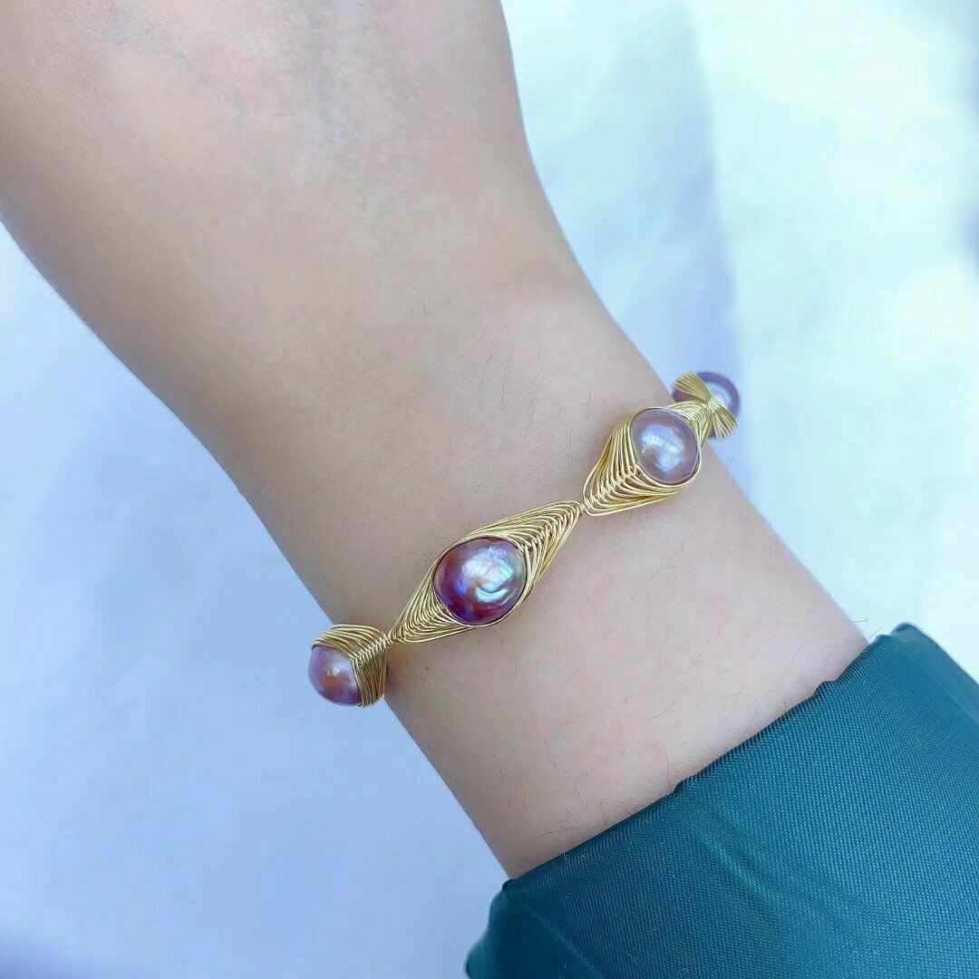 1pcs Exquisite handmade AAA+ baroque mixed color pearl bracelet