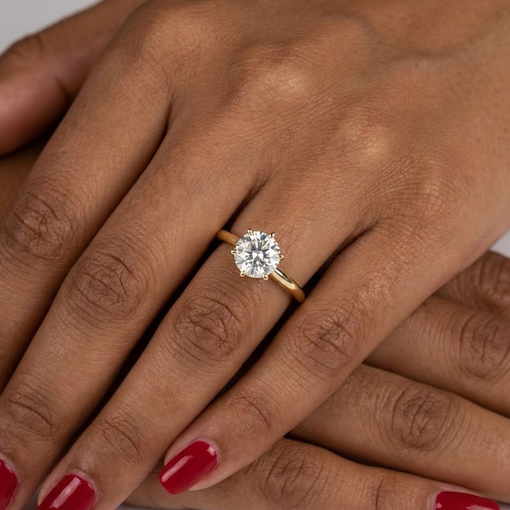 Solitaire Engagement Ring 14K Gold Classic 1.51 CT Round Lab-Grown Diamond J VS1