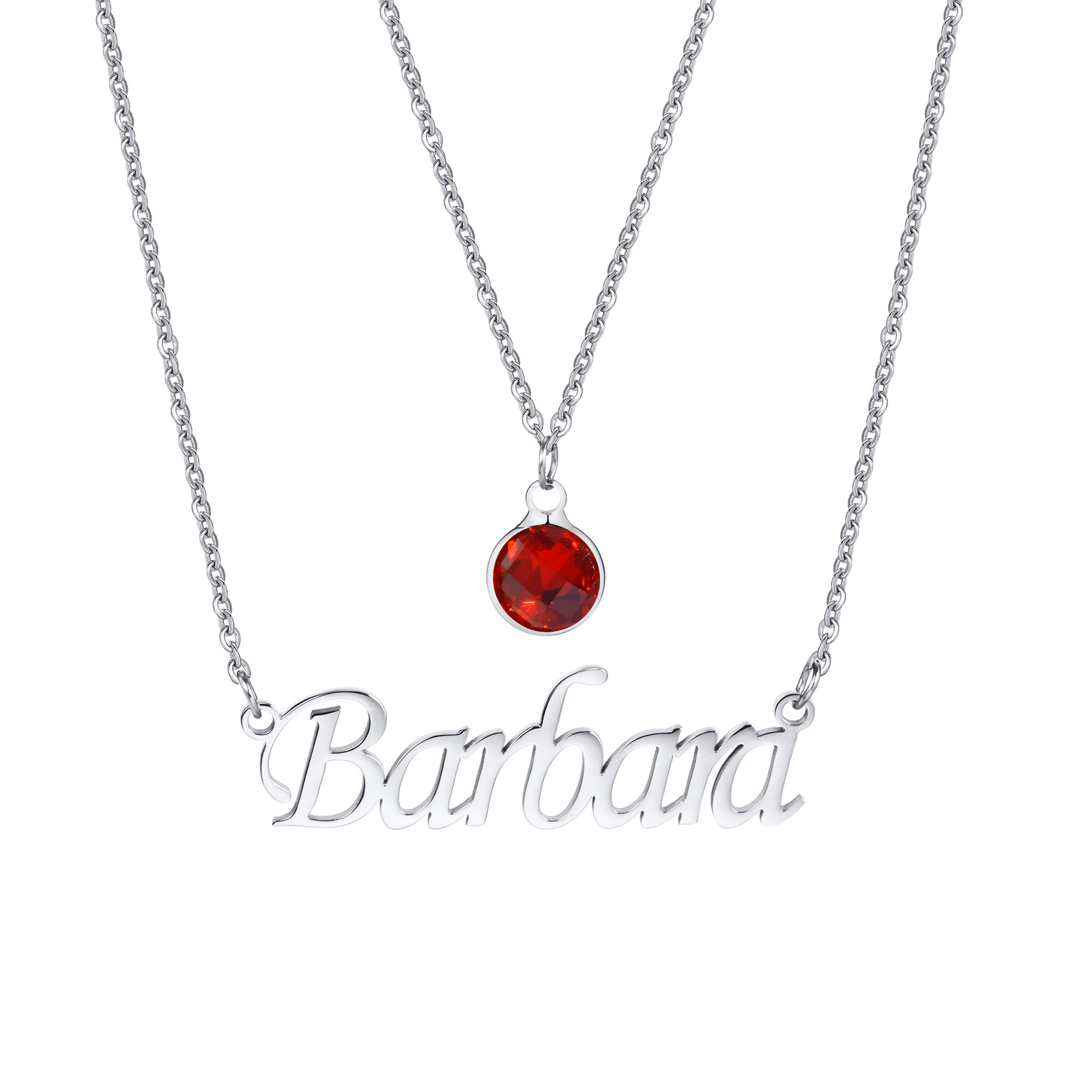 Vnox Personalized Name Necklace Custom Birthstone Pendant Stainless Steel Chain