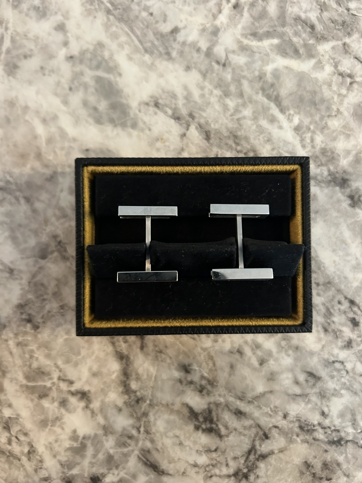Alfred Dunhill London Two-Tone Stainless Steel Rectangle Cufflinks Boxed