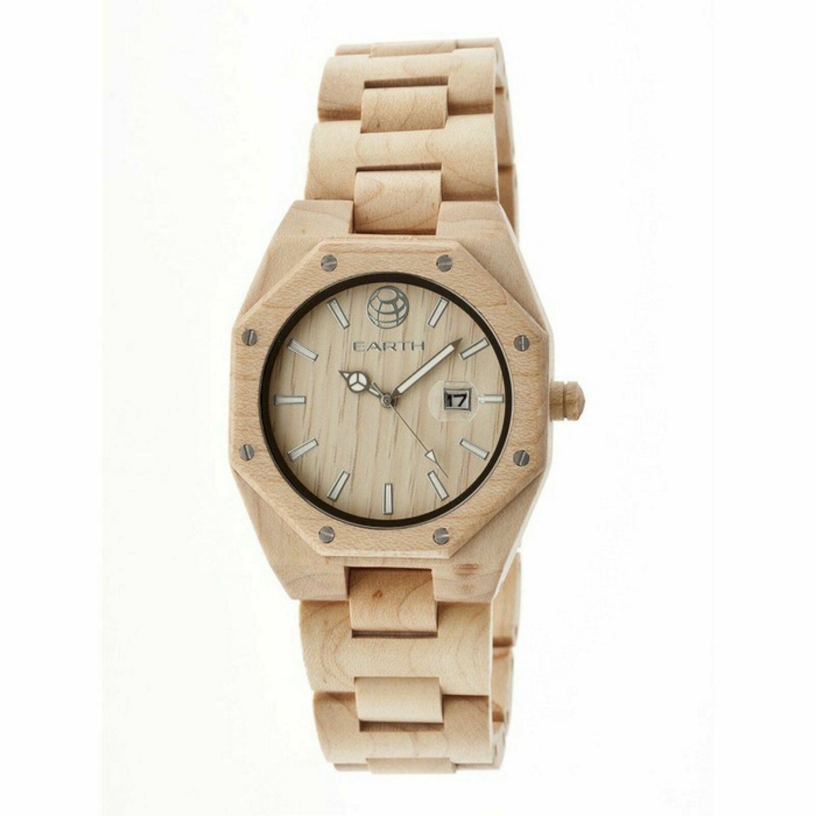 NEW Earth EW1901 Men’s Medullary Ray Watch Wood Dial Band Eco Friendly BEIGE