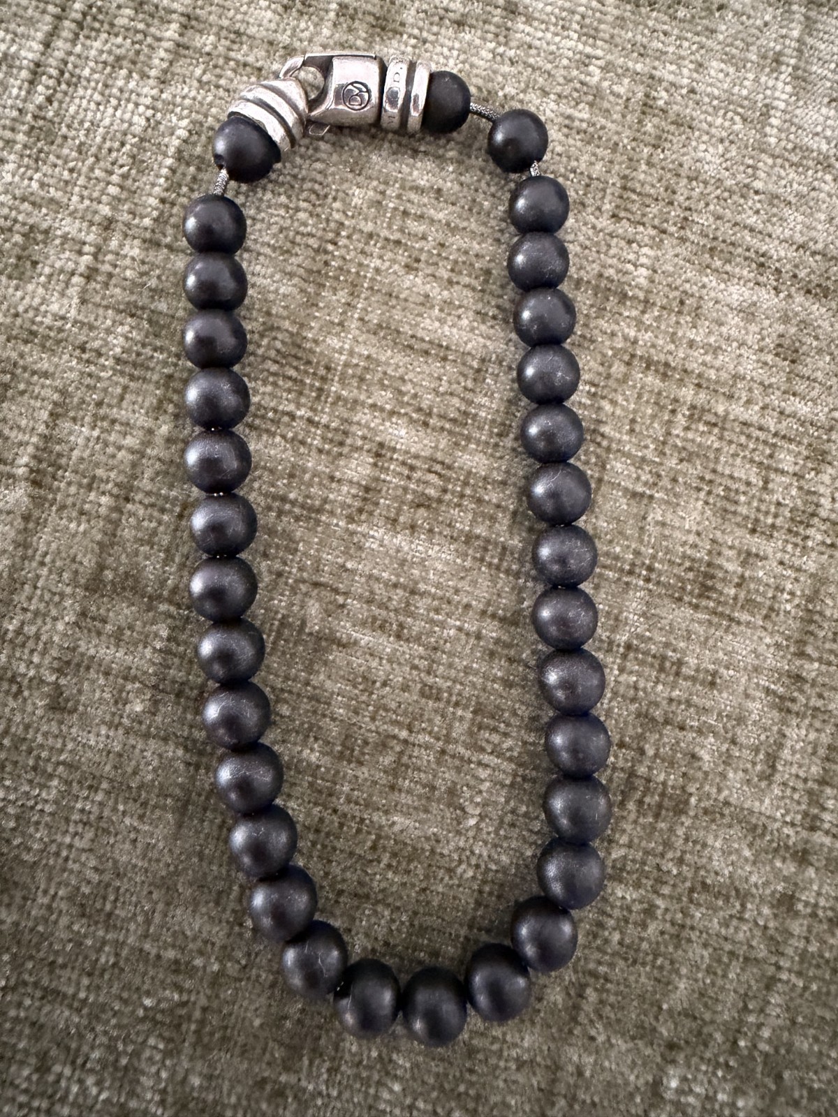 DAVID YURMAN Matrix 8mm Bead Black Onyx Matte Spiritual Beads Bracelet 8.5″