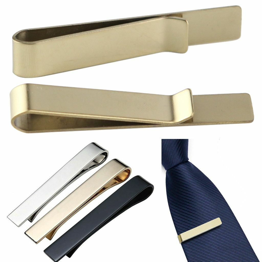 1/3x Mens Stainless Steel Tie Clip Necktie Bar Clasp Clamp Pin Gold Black Silver