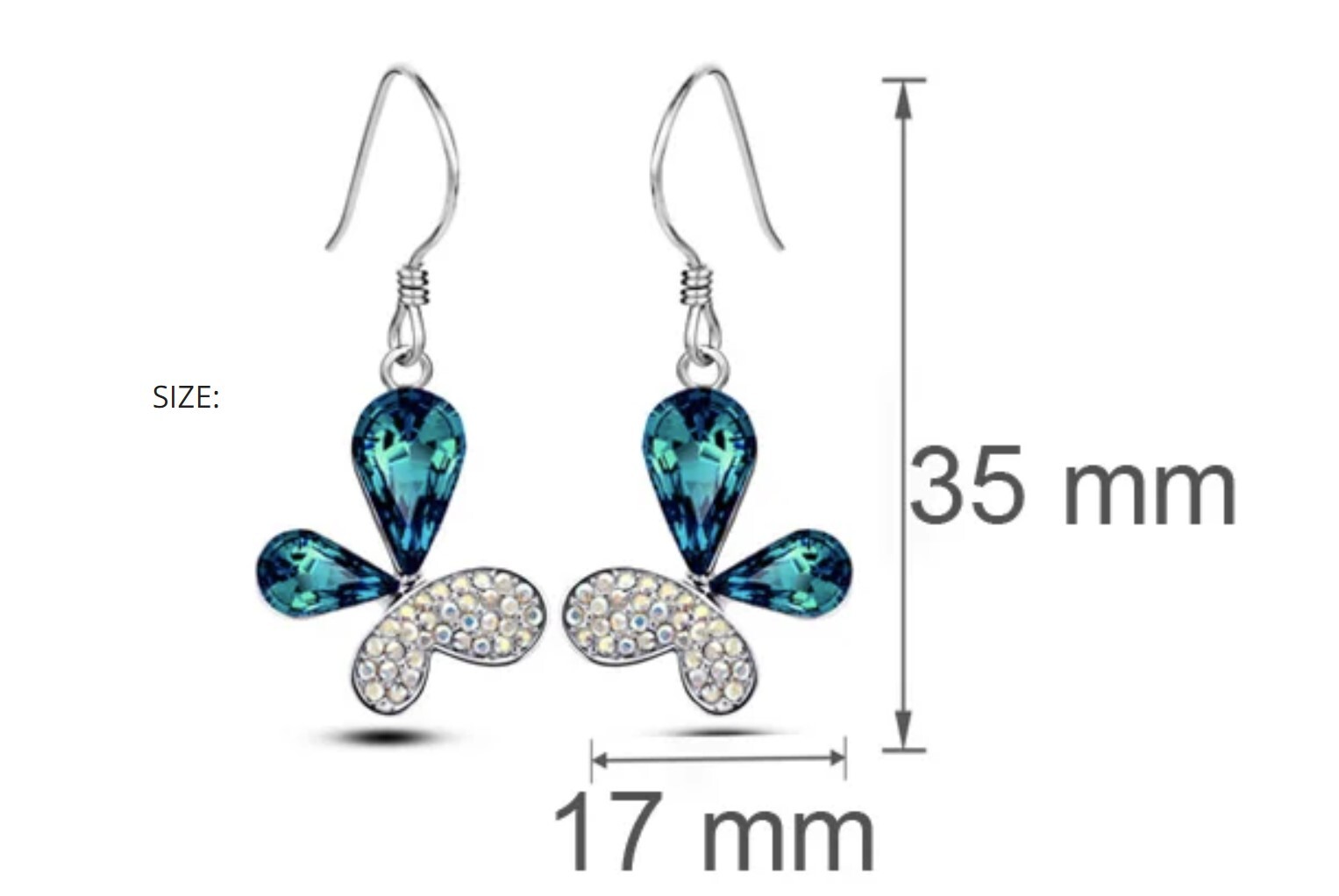 Alloy Crystal Butterfly Earrings ( 1 pair)