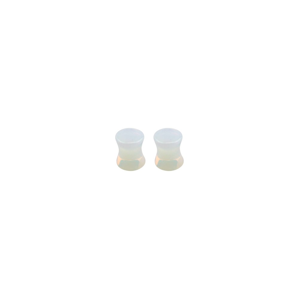 Real Moonstone Double Flare Concave Tunnels Ear Gauges Plugs Piercing Pair