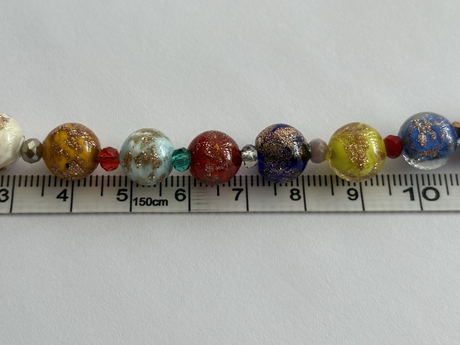 Vintage Murano Glass Bead Bracelet 7”- 8.25in Adjustable Multi Color Glass Beads