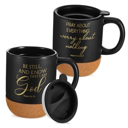 Pcs Christian Gift Mugs Bulk 15 oz Cup Cork Bottom Coffee Mugs 2 Religious